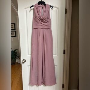Long Chiffon Dress with Front Cowl Neckline